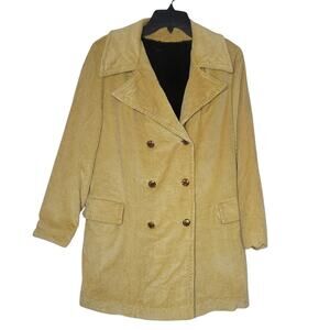 Vintage Weatherbee yellow Corduroy jacket coat faux fur lined 1970s Mens Large